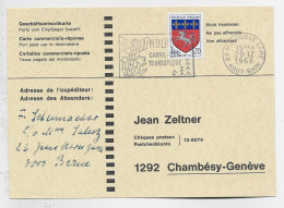 BLASON 20C SAINT LO SEUL CARTE PRIVEE MEC MULHOUSE GARE 20.12.1968 POUR GENEVE SUISSE TARIF ? - 1941-66 Armoiries Et Blasons