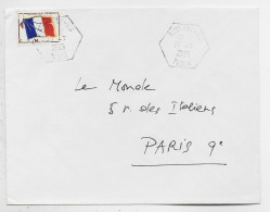 FM DRAPEAUX LETTRE C. HEX AUXERRE AIR 19.7.1963 YONNE - Timbres De Franchise Militaire