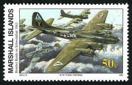 Marshall 471, MNH. Mi 461. WW II, Bombing Raids On Schweinfurt, Aug.17,1943,1993 - Marshall