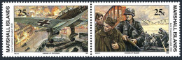 Marshall 249-250a Pair,MNH.Mi 303-304. WW II,Invasion Of The Low Countries,1990. - Marshall Islands