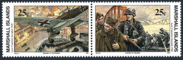 Marshall 249-250a Pair,MNH.Mi 303-304. WW II,Invasion Of The Low Countries,1990. - Islas Marshall