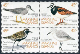 Marshall 222-225 Block, MNH. Mi 222-225. Migrant Birds. Wandering Tattler, Ruddy - Marshall