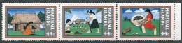 Marshall 157-159a Strip, MNH. Michel 139-141. Copra Industry, 1987. - Marshallinseln