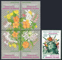 Marshall 128-131a,C8, MNH. Mi 96-100. Christmas 1986. Peace Year.Flowers.Liberty - Islas Marshall