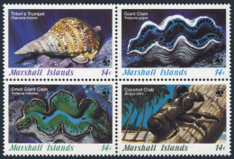 Marshall 110-113a Block, MNH. Mi 73-76. Marine Invertebrates, 1986.Shell, Clams, - Marshallinseln