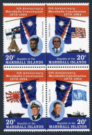 Marshall 59-62a Block, MNH. Mi 27-30. Constitution, 5th Ann. 1984. Ships, Flags. - Marshall Islands