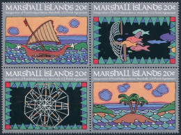 Marshall 31-34a Block, MNH. Michel 1-4. Fishnet, Outrider Canoe, 1984. - Marshalleilanden