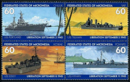 Micronesia 231 Ad Block,MNH. Mi 435-438. End Of World War II 50. 1995. Warships. - Micronésie