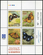 Micronesia 190 Sheet, MNH. Mi 340-343 Klb. PhilEXPO Hong Kong-1994. Butterflies. - Micronésie