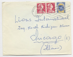 MULLER 15FR ALGERIE X2+ 5FR BLASON LETTRE MEC MOSTAGANEM 18.11.1957 ORAN POUR USA - 1955-1961 Marianne De Muller