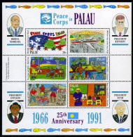 Palau 297 Af Sheet,MNH.Michel 488-494 Bl.12. Peace Corps In Palau,25th Ann.1991. - Palau