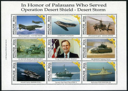 Palau 290 Ai Sheet,MNH.Michel 464-472. Operation Desert Shield,1991.Aircraft, - Palau