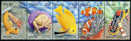 Palau 178-182a Strip, MNH. Michel 216-220. Symbiotic Marine Species, 1987. - Palau