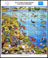 Palau 103 A-an Sheet, MNH. Michel 106-145 ZD-bogen. World Of Sea And Reef, 1986. - Palau