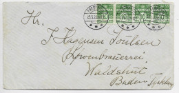 DANMARK 10 ORE X4 LETTRE COVER FREDERICIA 29.5.1922 TO BADEN GERMANY - Covers & Documents