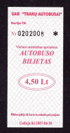 2007 Lithuania School, Gymnasium Coupon 4.5Lt For Travel By Bus From The Village To The Trakai - Litauen