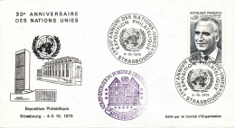 France Cover UN 30th Anniversary Stamp Exhibition Strassbourg 5-10-1975 - Briefe U. Dokumente