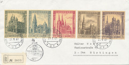 San Marino FDC 21-9-1967 Complete Set Of 5 Gothic Cathedrals Sent To Germany - FDC