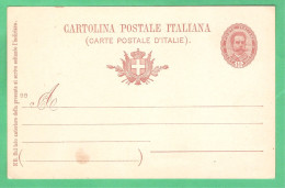 REGNO D'ITALIA 1895 CARTOLINA POSTALE EFFIGE OVALE UMBERTO I MIL. 98 10 C Rosa (FILAGRANO C25) NUOVA CON SCRITTO - Postwaardestukken