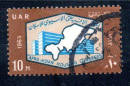 UAR EGYPT EGITTO 1963 AFRO-ASIAN HOUSING CONGRESS MODERN BUILDING AND MAP 10m  USED USATO OBLITERE' - Used Stamps