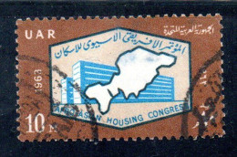 UAR EGYPT EGITTO 1963 AFRO-ASIAN HOUSING CONGRESS MODERN BUILDING AND MAP 10m  USED USATO OBLITERE' - Used Stamps