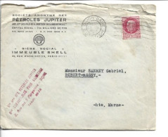 Enveloppe Commerciale 1942 / 75008 PARIS Pétroles JUPITER / Timbre Oblitéré DIJON-GARE Type BERSIER 1.5 - Used Stamps