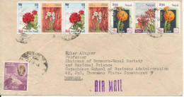 Nepal Cover Sent Air Mail To Denmark 23-11-1969 With A Lot Of Topic Stamps FLOWERS - Nepal