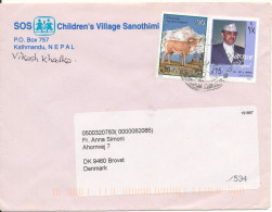 Nepal Cover Sent To Denmark 2002 (the 10R Stamp Is Bended At A Corner) - Nepal