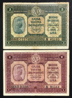 Cassa Veneta Dei Prestiti 1 E 2 Lira 02 01 1918 Bb LOTTO 669 - Zonder Classificatie