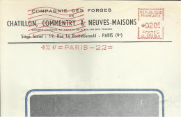 Lettre  EMA  Havas C 1957 Compagnie Des Forges  Chatillon ,commentry & Neuves Maisons 54 Usines Metier 75 Paris   A20/19 - Fabrieken En Industrieën