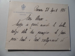 Cartoncino Manoscritto "25° REGGIMENTO FANTERIA COMANDO" Parenzo 28 Aprile 1926 - Manuscrits