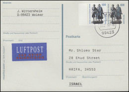 Postkarte P 157 Goethe-Schiller-Denkmal +1934A SWK Luftpost-FDC Weimar 28.8.1997 - Postcards - Mint