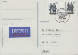 Postkarte P 157 Goethe-Schiller +1934A SWK LP-FDC ESSt Berlin Nach Israel - Postkarten - Ungebraucht