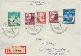 298-299 Wintersportmeisterschaften Mit Zusatzfr. MiF R-Brief SSt OBERHOF 27.1.52 - Invierno