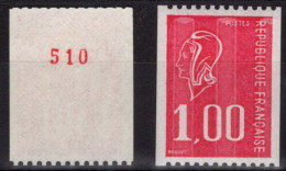 FRANCE - YT N° 1895a Marianne De BEQUET, 1,00 Rouge Provenant De Roulettes Avec N° Rouge, Voir Scan. Bas Prix RARE. - 1971-1976 Marianne (Béquet)