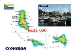 Comoros Islands Map Comores New Postcard * Carte Geographique * Landkarte - Comoros