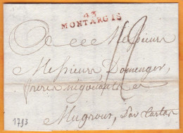 1793 - Marque Postale 43 MONTARGIS En Rouge Sur LAC En Français Vers MUGRON Par TARTAS, Landes - Taxe 12 - 1701-1800: Voorlopers XVIII