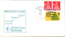 USA ETATS UNIS VOL INAUGURAL AMERICAN AIRLINES HONOLULU-AUCKLAND 1970 - Schmuck-FDC