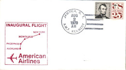 USA ETATS UNIS VOL INAUGURAL AMERICAN AIRLINES JAMAICA-AUCKLAND 1970 - Enveloppes évenementielles