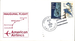 USA ETATS UNIS VOL INAUGURAL AMERICAN AIRLINES JAMAICA-AUCKLAND 1970 - Enveloppes évenementielles