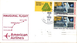 USA ETATS UNIS VOL INAUGURAL AMERICAN AIRLINES NEW YORK-AUCKLAND 1970 - Sobres De Eventos