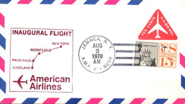 USA ETATS UNIS VOL INAUGURAL AMERICAN AIRLINES NEW YORK-AUCKLAND 1970 - Omslagen Van Evenementen