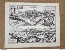 Vedute Delle Città Caslav Chomutov Repubblica Ceca 1618 Braun Hogenberg Ristampa - Cartes Géographiques