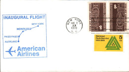 USA ETATS UNIS VOL INAUGURAL AMERICAN AIRLINES NEW YORK-PAGO PAGO 1970 - Sobres De Eventos