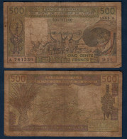 500 Francs CFA, 1989 A, Cote D' Ivoire, D.21, A 781330, Oberthur, P#_06, Banque Centrale États De L'Afrique De L'Ouest - Stati Dell'Africa Occidentale