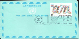 ONU (New-York) Aérogr Fdc (100) Aerogramme UN 22c 27june1977 - FDC