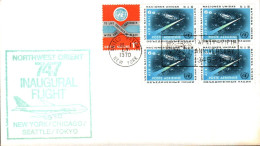 NATIONS UNIES 1970 VOL INAUGURAL NEW-CHICAGO -SEATTLE- TOKYO 1970 - Storia Postale