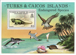 Turks & Caicos Bloc N** Yv: 14 Mi:14 Endangeres Species Iguana - Turks & Caicos (I. Turques Et Caïques)