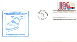 USA ETATS UNIS VOL INAUGURAL CZECHOSLOVAK AIRLINES NEW YORK-AMSTERDAM-PRAGUE 1970 - Omslagen Van Evenementen