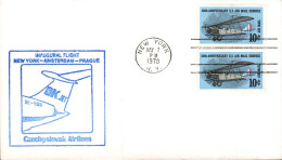 USA ETATS UNIS VOL INAUGURAL CZECHOSLOVAK AIRLINES NEW YORK-AMSTERDAM-PRAGUE 1970 - Enveloppes évenementielles